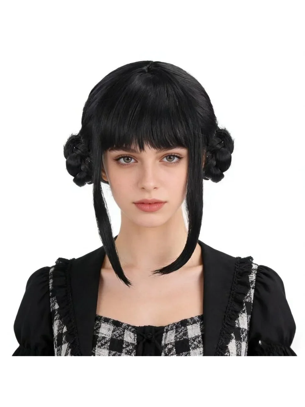 Women's Black Synthetic Fiber Cosplay Halloween Costume Double Braid Wigs